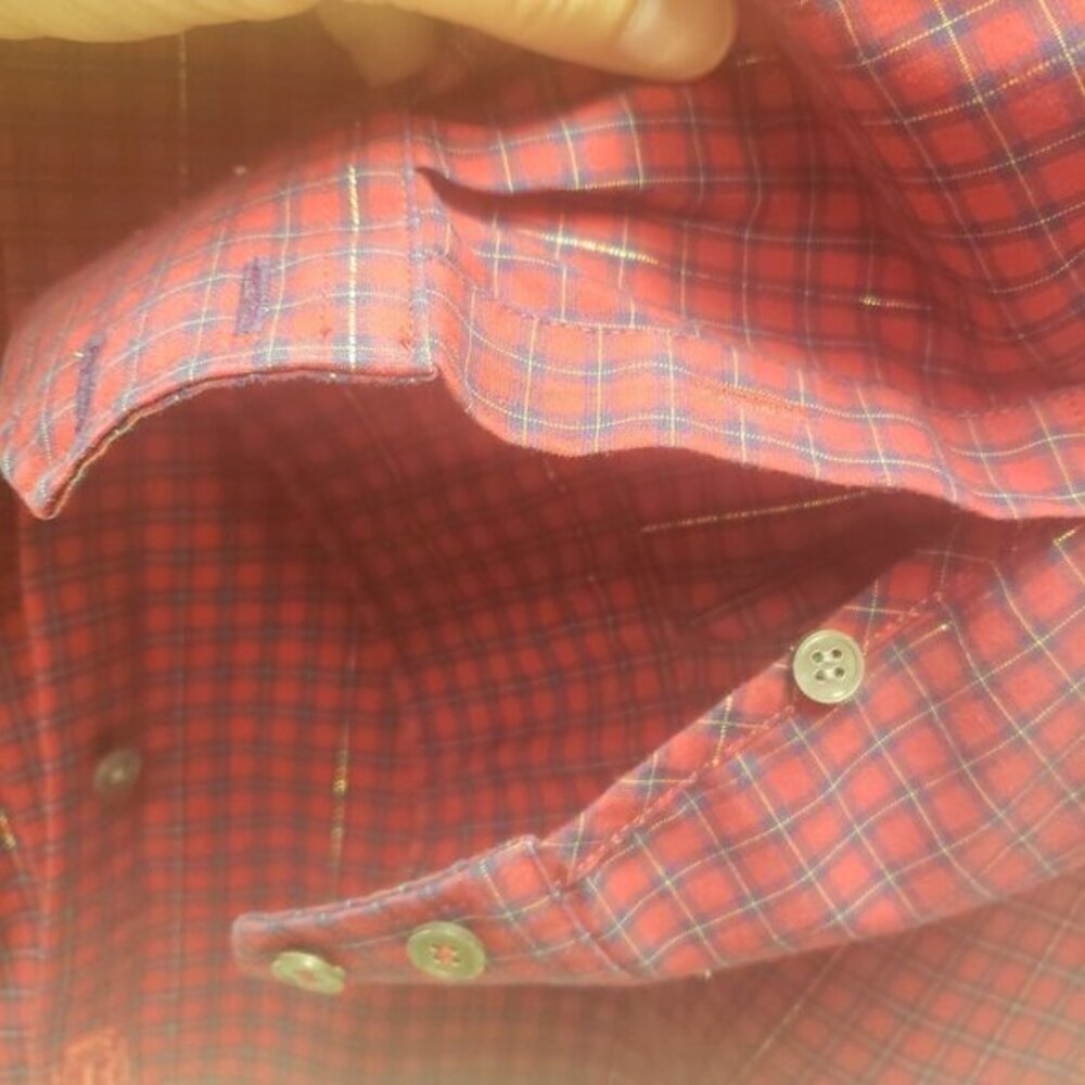 Talbots Womens Button Long Sleeved Collared Shirt Size 16 Red Plaid Pre-Owned - Picture 8 of 9